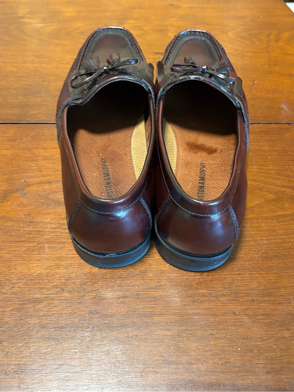 Johnston & Murphy Men’s Brown Leather Tassel Slip On Dress Loafers Square Toe - Picture 5 of 10